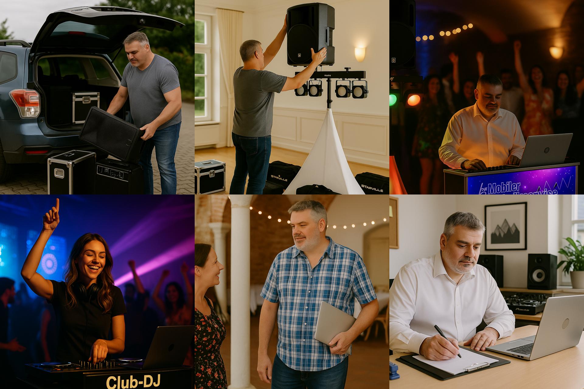 Bildcollage Arbeitssituationen von DJs